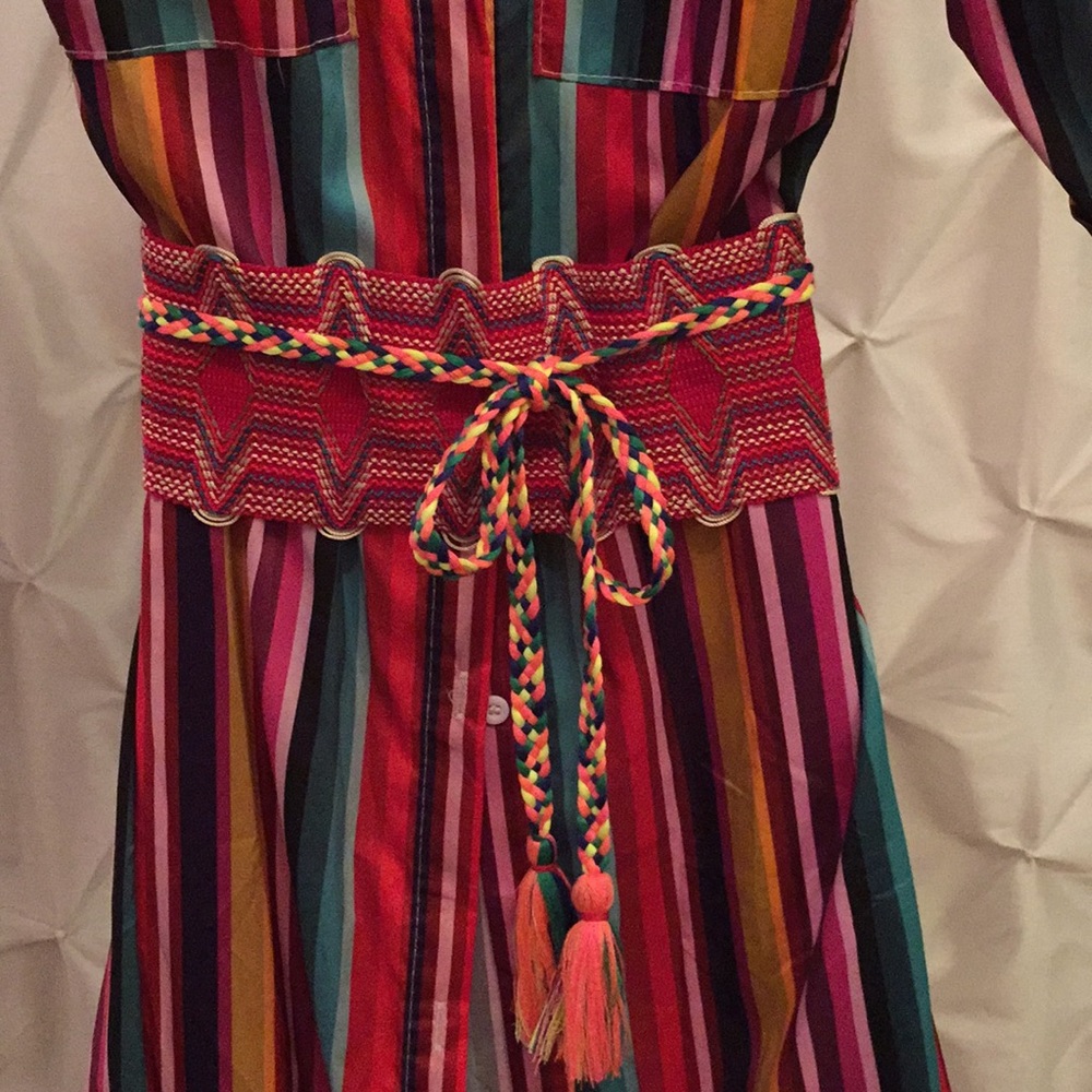 Hand cut multicolored Button Down dress /  duster. - Picture 3 of 12